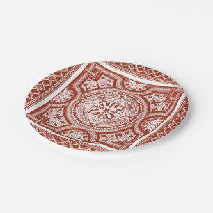 Assiettes En Carton Cinnabar Woodblock IV