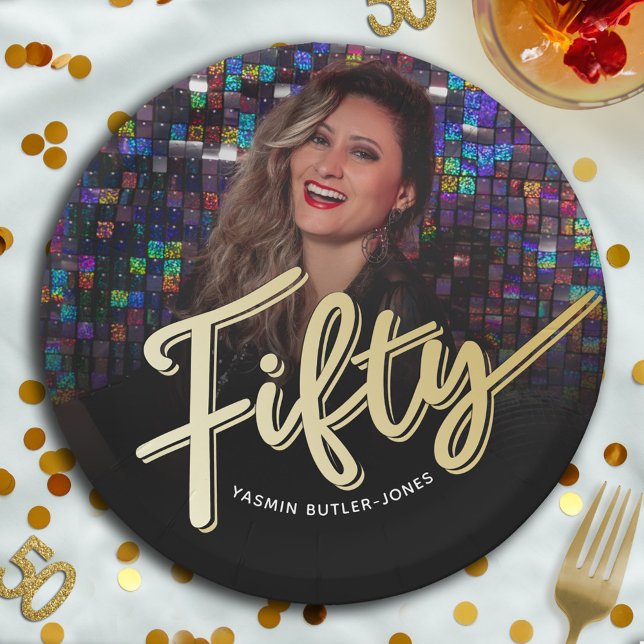Assiettes En Carton Cinquante-50e anniversaire de photo personnalisée  (Créateur téléchargé)