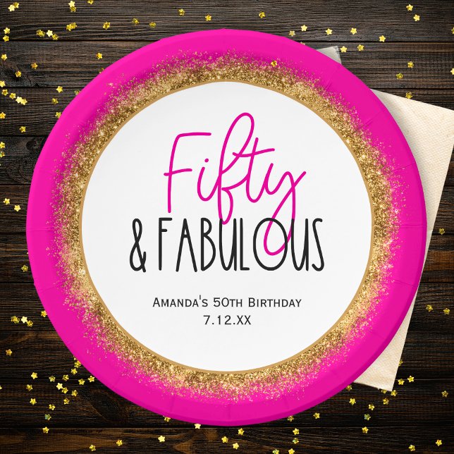 Assiettes En Carton Cinquante et fabuleux 50e anniversaire avec texte  (Créateur téléchargé)