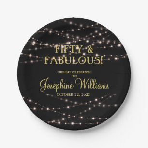 Assiettes En Carton Cinquante et fabuleux anniversaire Black Gold