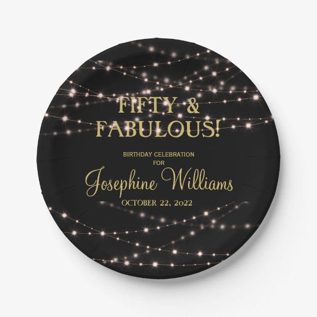 Assiettes En Carton Cinquante et fabuleux anniversaire Black Gold (Devant)