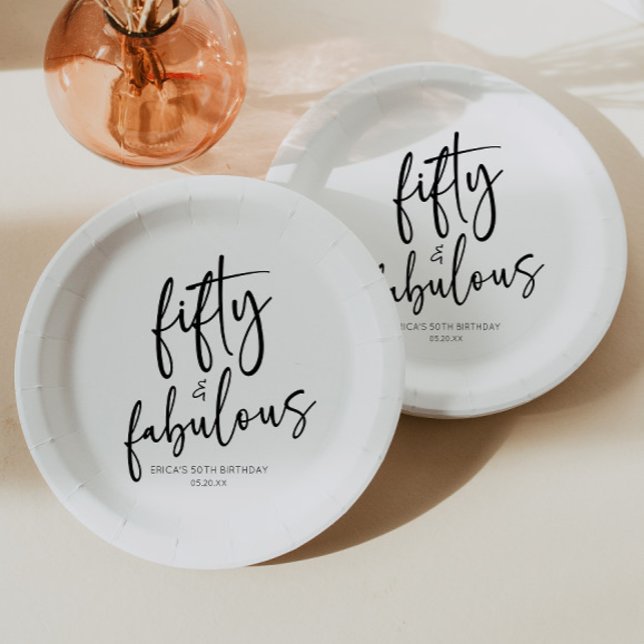Assiettes En Carton Cinquante et fabuleux Minimal 50e fête d'anniversa (Créateur téléchargé)