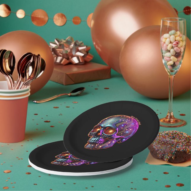 Assiettes En Carton Circuit d'Halloween Neon (Multi)