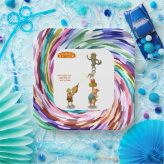 Assiettes En Carton Circus pig, wolf & sheep