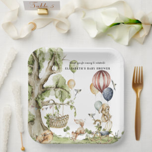 Assiettes En Carton Cirque Carnaval Fête de Bébé en Forêt de Bois