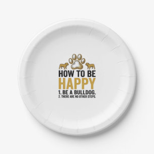 Assiettes En Carton Citation Bulldog heureux Gravure vintage Amoureux