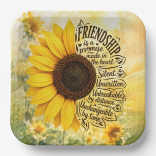 Assiettes En Carton Citation d'amitié tournesol