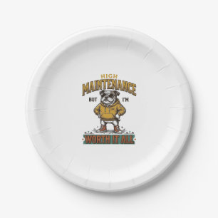 Assiettes En Carton Citation de Bulldog Drôle Gravure Vintage T-Shirt