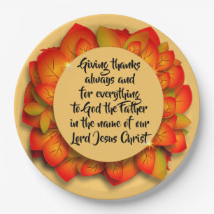 Assiettes En Carton Citation de la Bible de Thanksgiving Plaque feuill