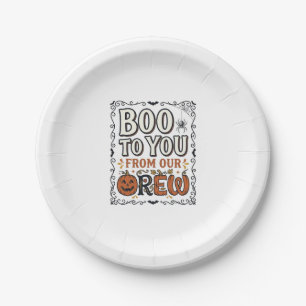 Assiettes En Carton Citation Halloween Boo à toi de notre équipage Vin