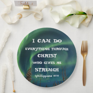 Assiettes En Carton Citation inspirante de la Bible Northern Lights