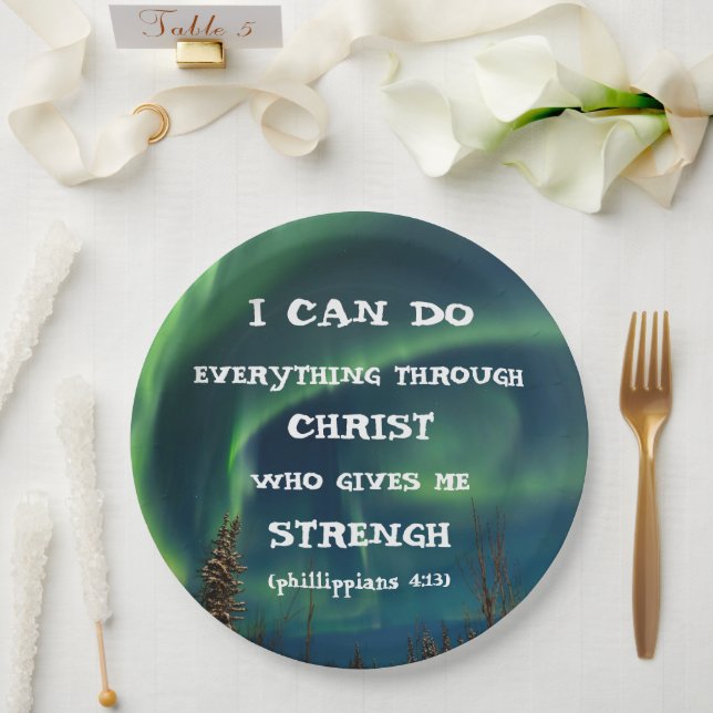 Assiettes En Carton Citation inspirante de la Bible Northern Lights (Mariage)