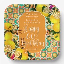 Assiettes En Carton Citron Méditerranée 60e Anniversaire Orange