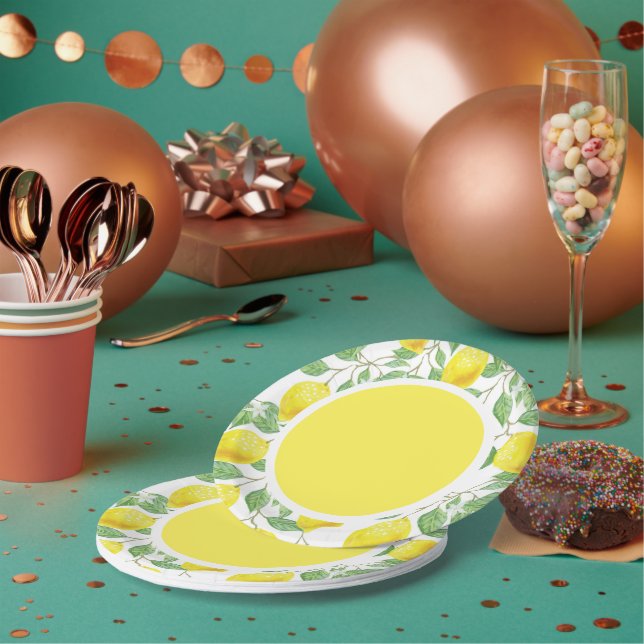 Assiettes En Carton Citrons d'agrumes / Plaque de papier Motif jaune (Multi)