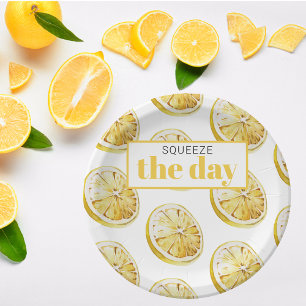 Assiettes En Carton Citrons Jaunes Modernes Motif & Squeeze La Journée