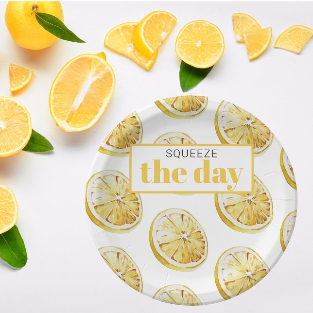 Assiettes En Carton Citrons Jaunes Modernes Motif & Squeeze La Journée (Créateur téléchargé)