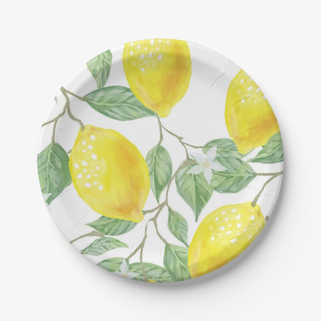 Assiettes En Carton Citrons jaunes sur la vigne (Devant)