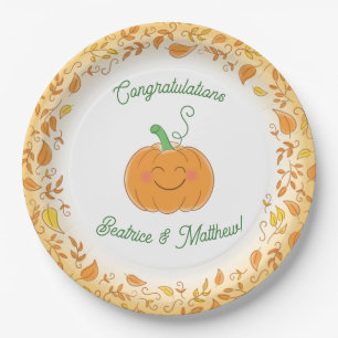 Assiettes En Carton Citrouille Baby shower mignon automne