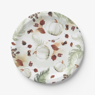 Assiettes En Carton Citrouille blanc Rustic Fall quitte Motif