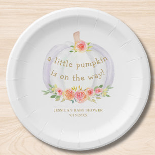 Assiettes En Carton Citrouille d'automne Baby shower filles