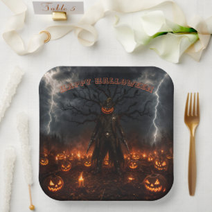 Assiettes En Carton Citrouille de sheriff cowboy Halloween effrayant é