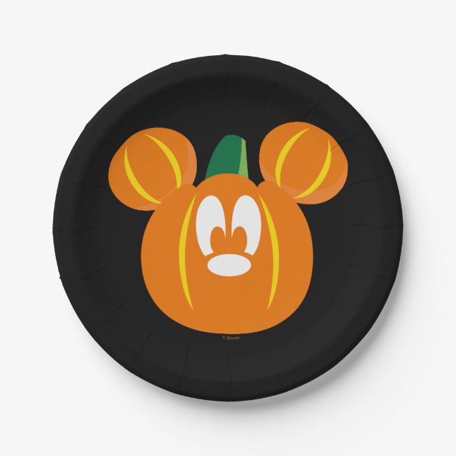 Assiettes En Carton Citrouille d'Halloween Mickey Mouse (Devant)