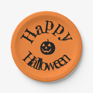 Assiettes En Carton Citrouille d'Halloween Orange moderne