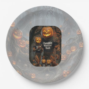 Assiettes En Carton Citrouille effrayante Monstre Bash Halloween Party