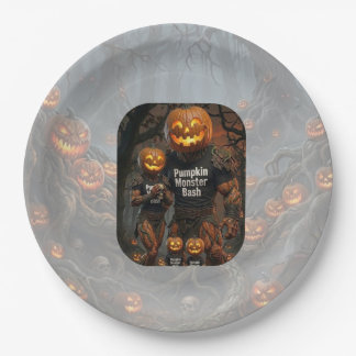 Assiettes En Carton Citrouille effrayante Monstre Bash Halloween Party