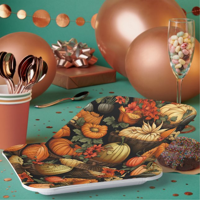 Assiettes En Carton Citrouille et plus encore, automne, (Multi)