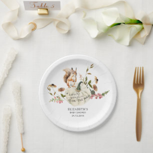 Assiettes En Carton Citrouille forestier  automne Baby shower floral