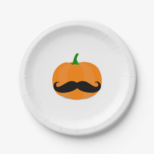 Assiettes En Carton citrouille halloween avec barbe (Devant)
