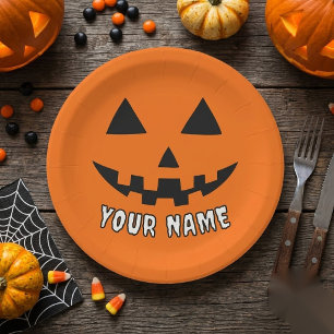 Assiettes En Carton Citrouille Halloween orange personnalisée Votre no