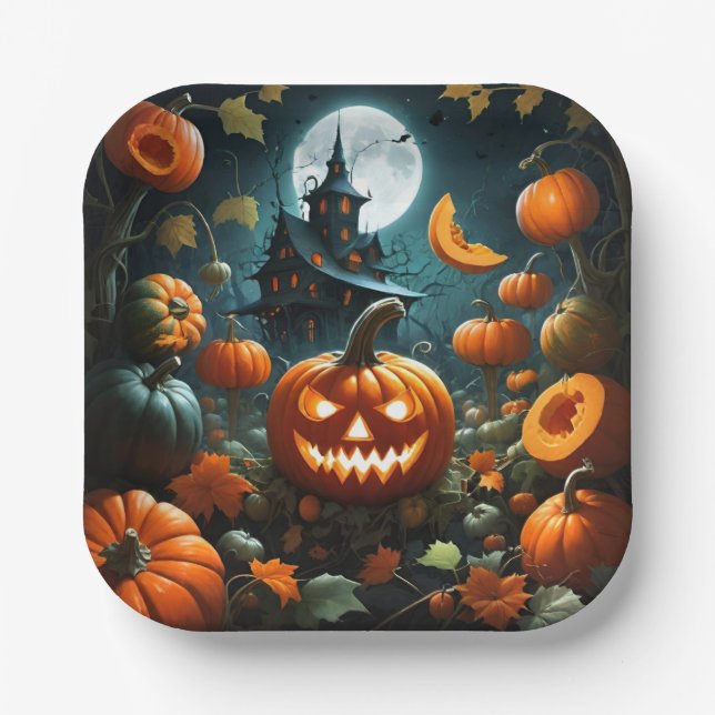 Assiettes En Carton Citrouille mal (Recto)