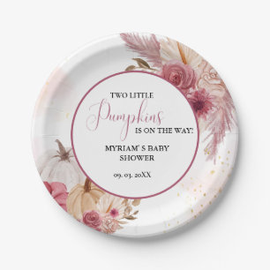 Assiettes En Carton Citrouille rose automne Floral Twin Girl Baby show