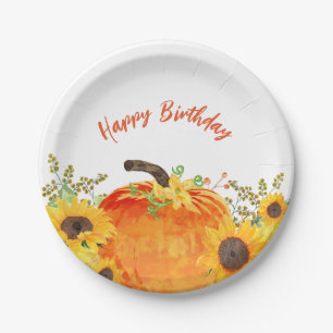 Assiettes En Carton Citrouille rustique automne anniversaire