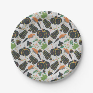 Assiettes En Carton Citrouille sans soudure carotte motif noir et blan