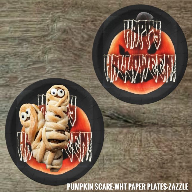 Assiettes En Carton Citrouille Scare-Wht (Créateur téléchargé)