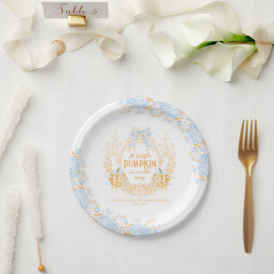 Assiettes En Carton Citrouille Toile Crest Elegant Baby shower garçon