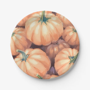 Assiettes En Carton Citrouilles Aquarelle Thanksgiving Halloween