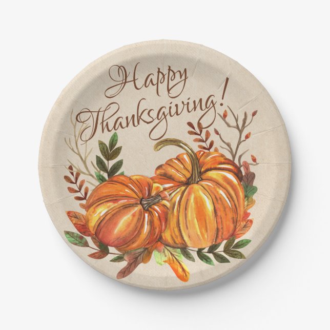 Assiettes En Carton Citrouilles de Thanksgiving (Devant)