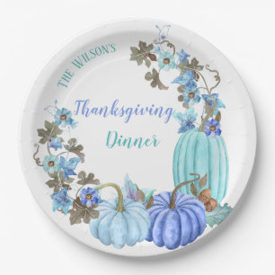 Assiettes En Carton Citrouilles de Thanksgiving sarcelle turquoise ble