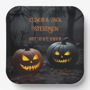 Assiettes En Carton Citrouilles d'Halloween festifs et motifs floraux