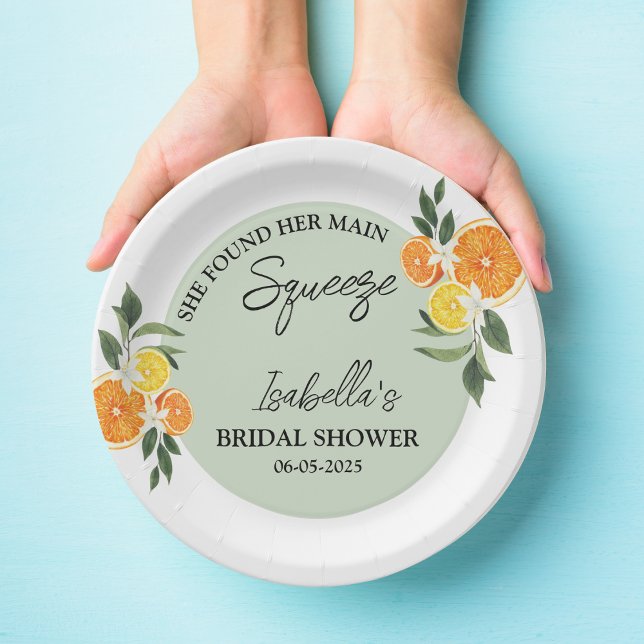 Assiettes En Carton Citrus She Found Her Main Greenery  Bridal Shower (Citrus She Found Her Main Greenery Bridal Shower)