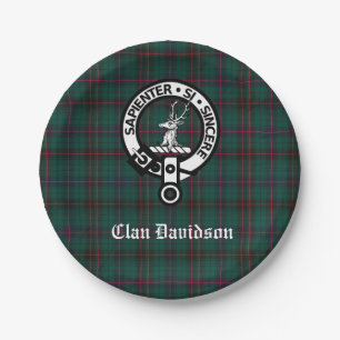 Assiettes En Carton Clan Davidson Crest Badge et Tartan