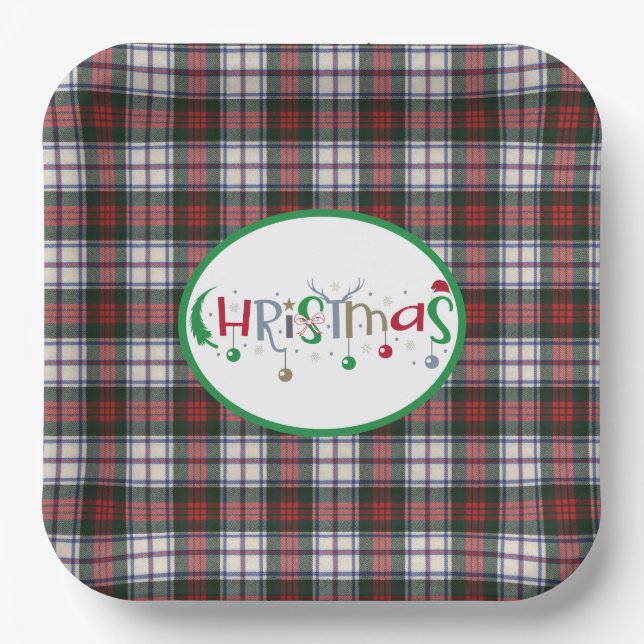Assiettes En Carton Clan écossais Tartan McDuff robe moderne Noël (Recto)