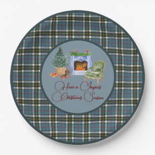 Assiettes En Carton Clan écossais Tartan Thompson Blue Christmas