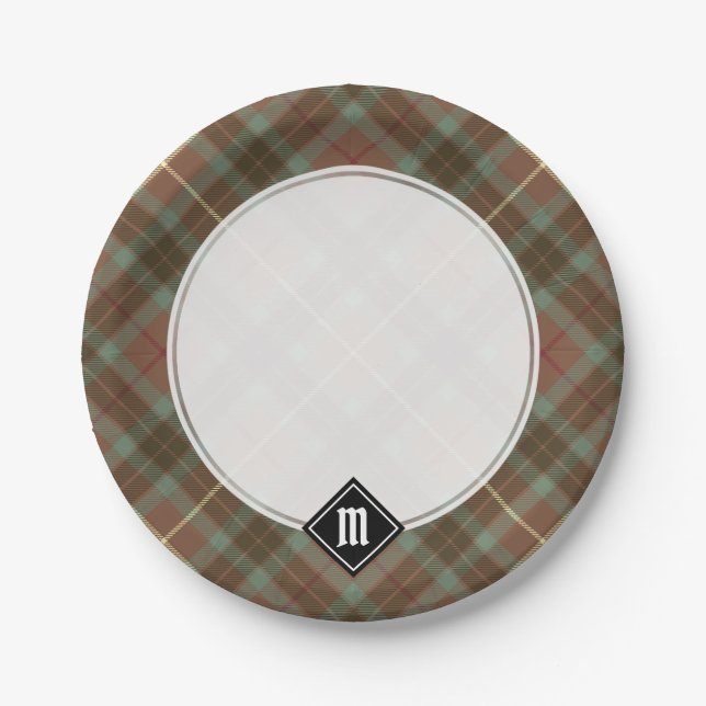 Assiettes En Carton Clan Fraser Tartan de chasse Patinée (Devant)