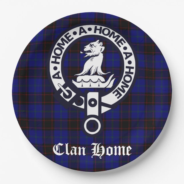 Assiettes En Carton Clan Home Crest Badge et Tartan (Devant)