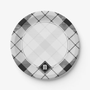 Assiettes En Carton Clan MacFarlane Tartan noir et blanc